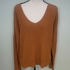 Lucky Brand Over-sized Tan V-Neck Sweater